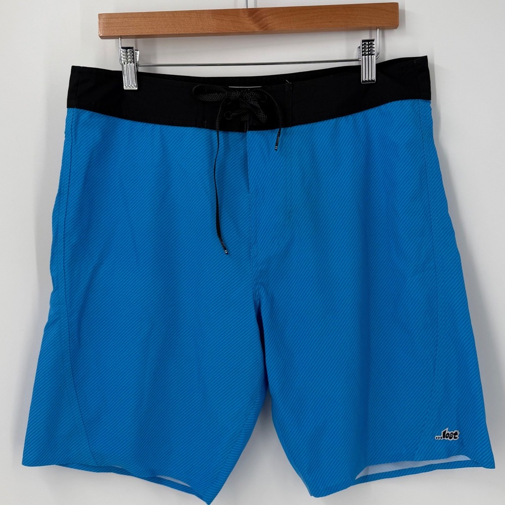 Lost Enterprises Board Shorts Mens SZ 31 Blue Swim Trunks Beach Resort Cruise